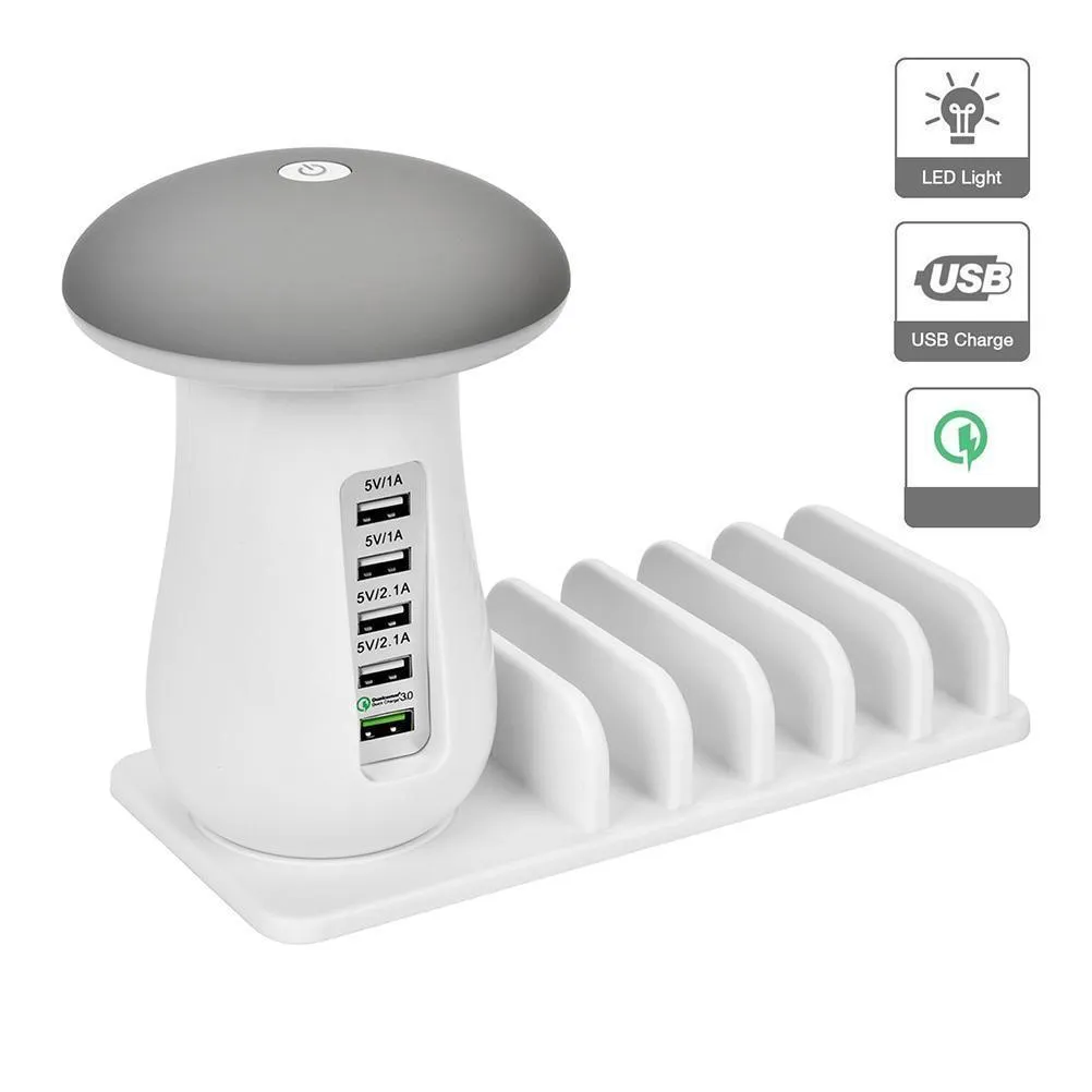 LED Lamp, Phone Organizer and Multi-USB Charging Station