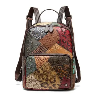 Lenexa Embossed Leather Backpack Laptop Backpack for Women, 13 inches