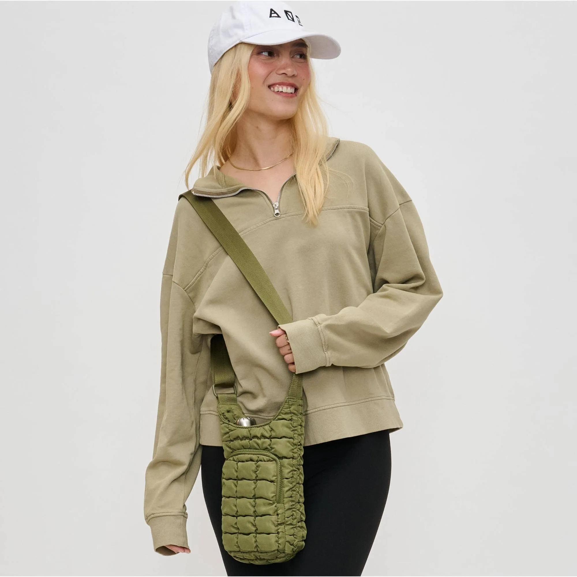 let it flow - quilted puffer water bottle crossbody bag