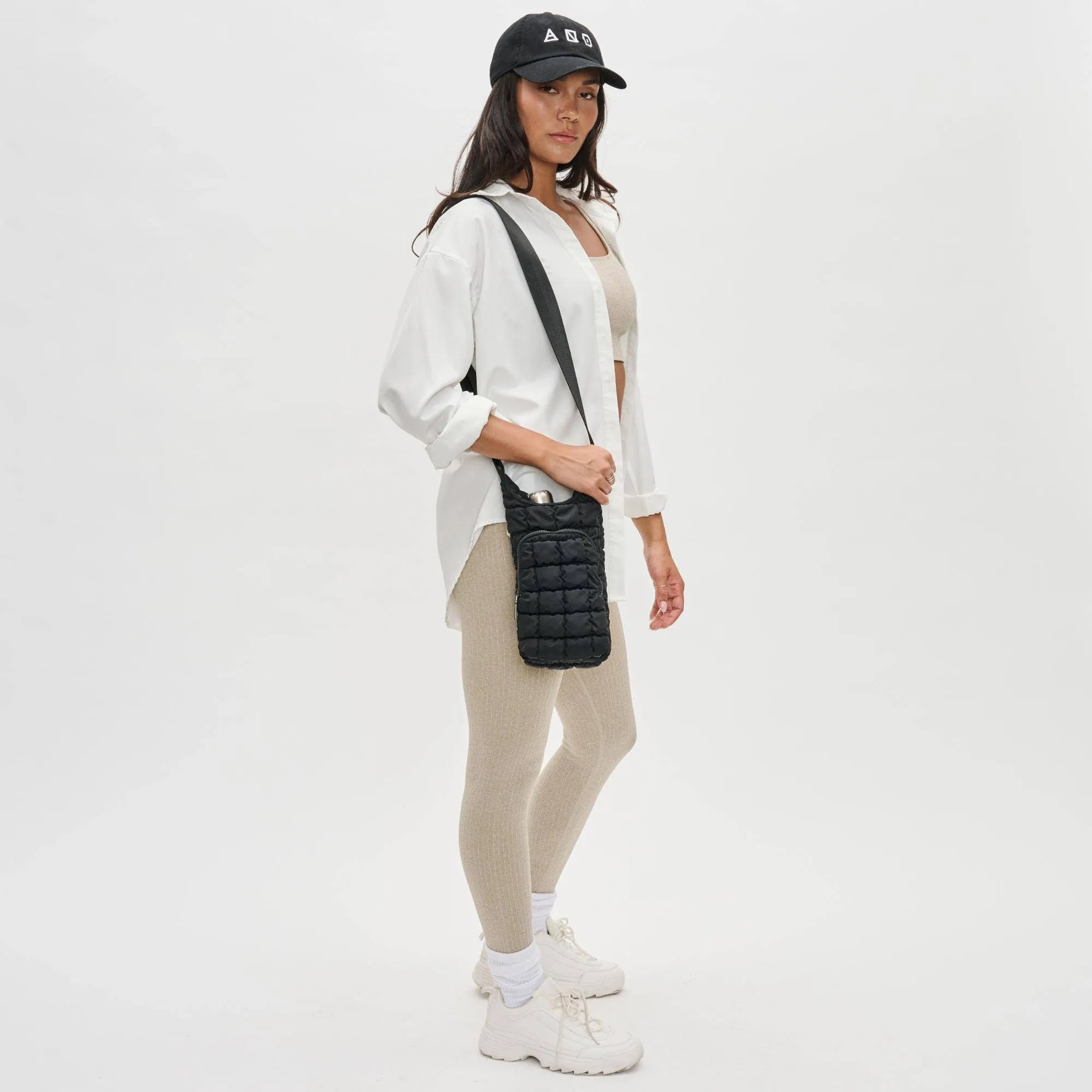 let it flow - quilted puffer water bottle crossbody bag