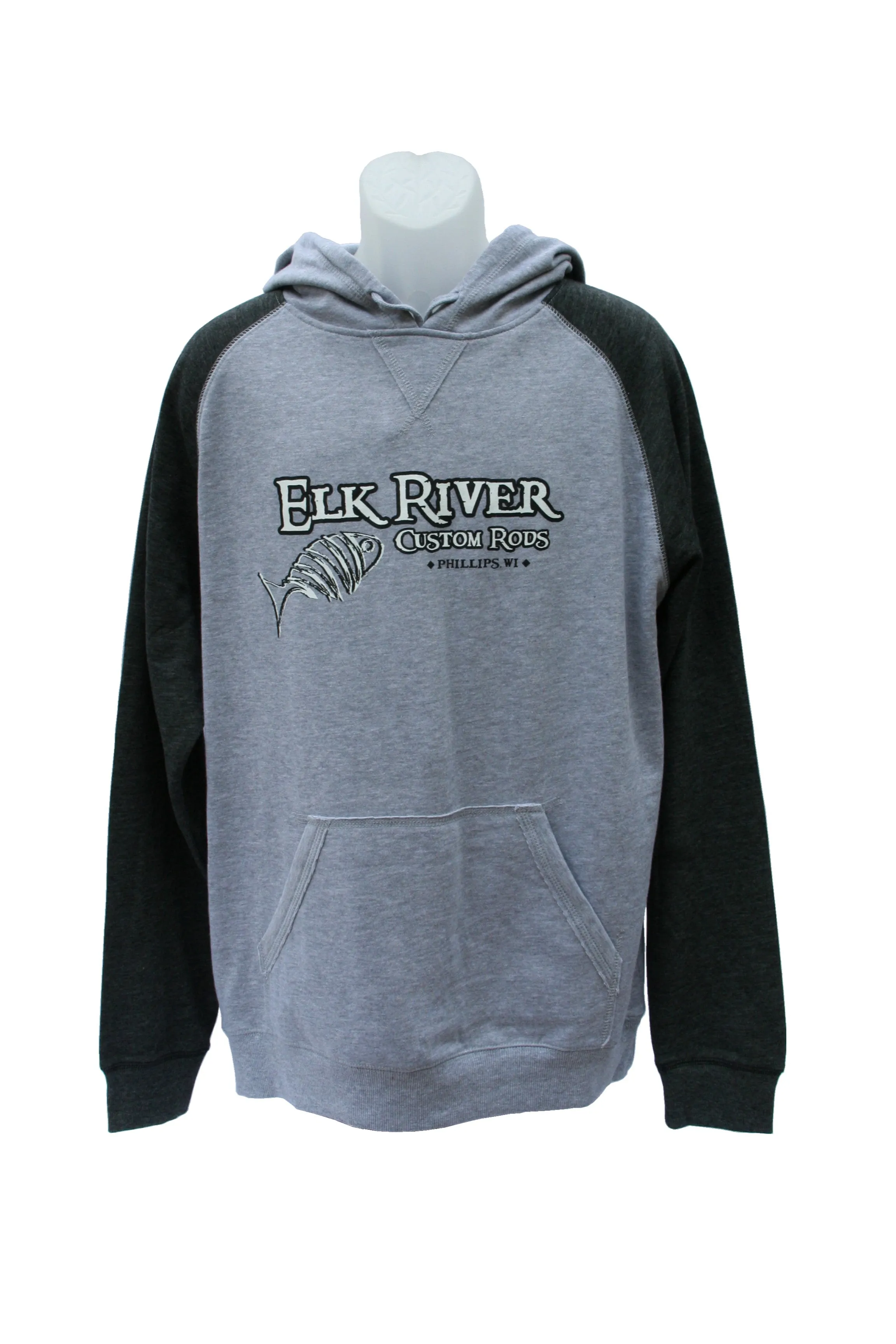 Lightweight Fleece Raglan Hoodie Heathered Grey/ Heathered Charcoal