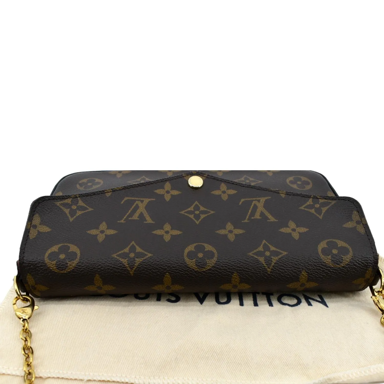 LOUIS VUITTON Felicie Monogram Canvas Pochette Crossbody Bag Brown