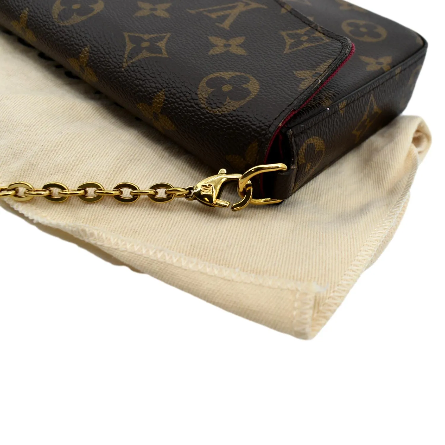LOUIS VUITTON Felicie Monogram Canvas Pochette Crossbody Bag Brown