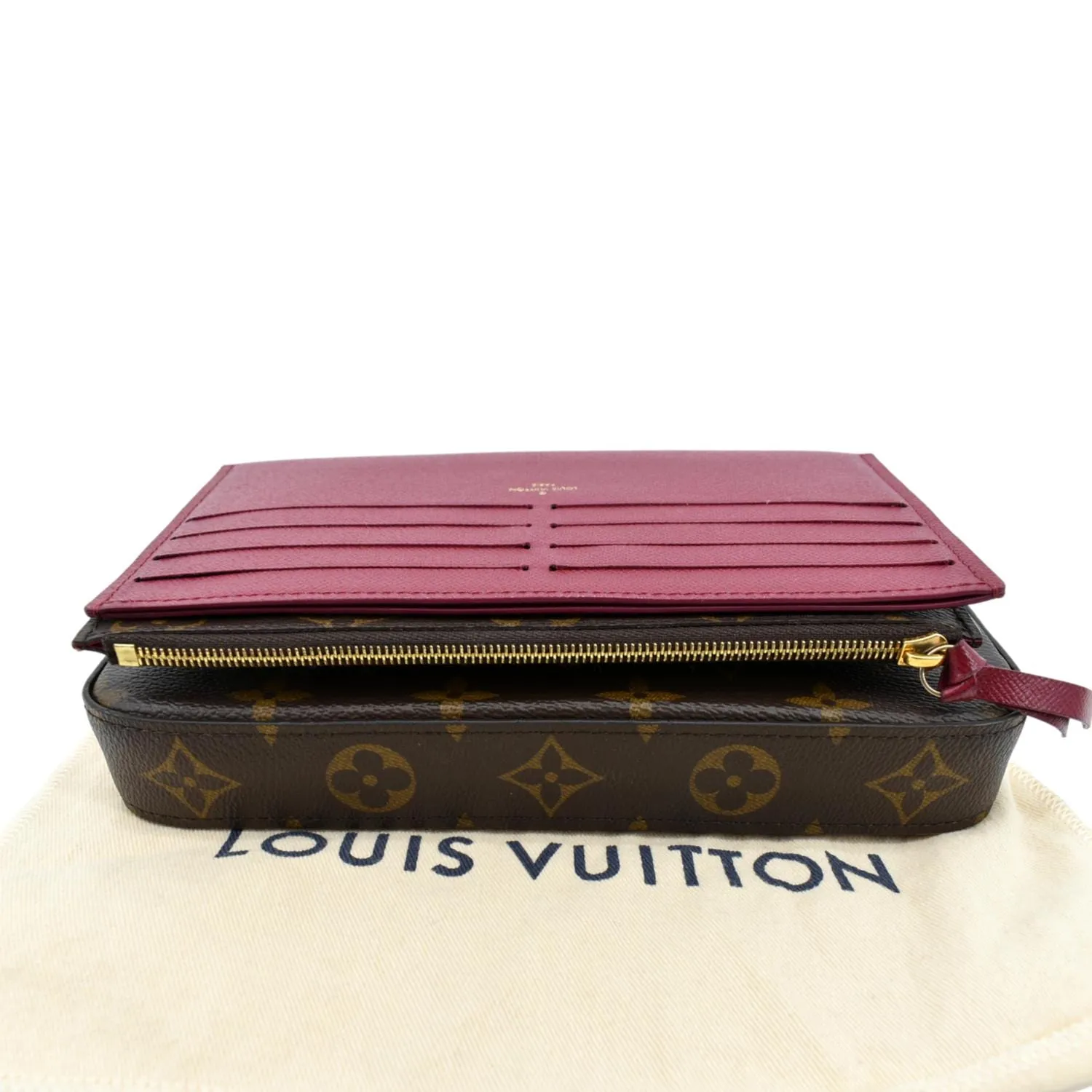LOUIS VUITTON Felicie Monogram Canvas Pochette Crossbody Bag Brown