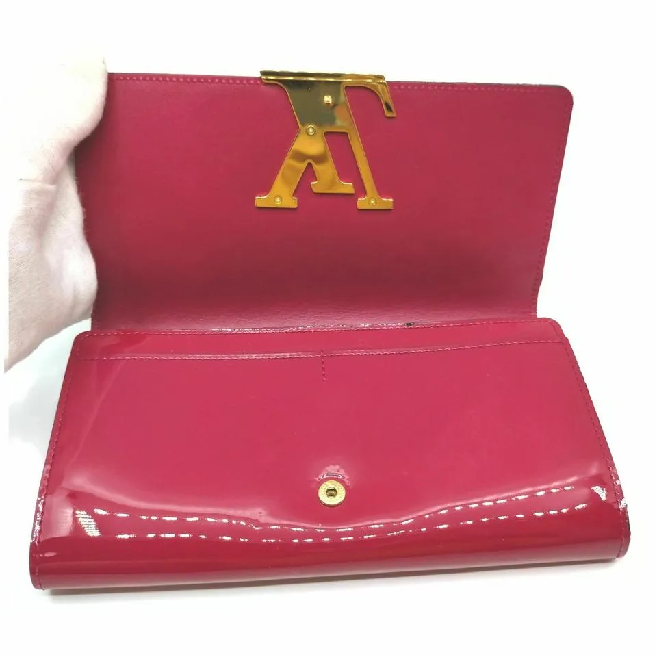 Louis Vuitton Indian Rose Portefeuille Louise Wallet Flap Pink Vernis 861159