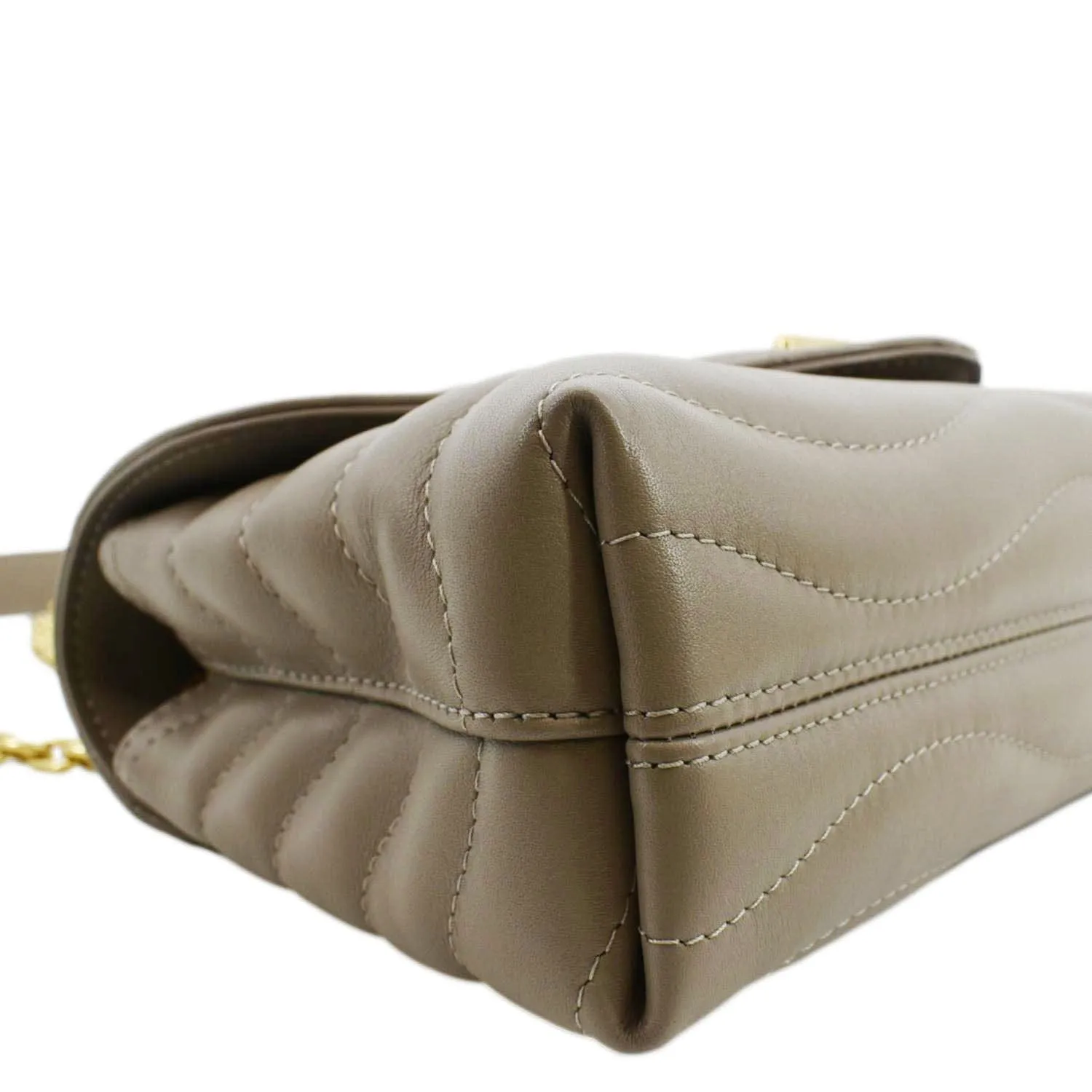 LOUIS VUITTON New Wave Chain MM Calfskin Leather Shoulder Bag Taupe