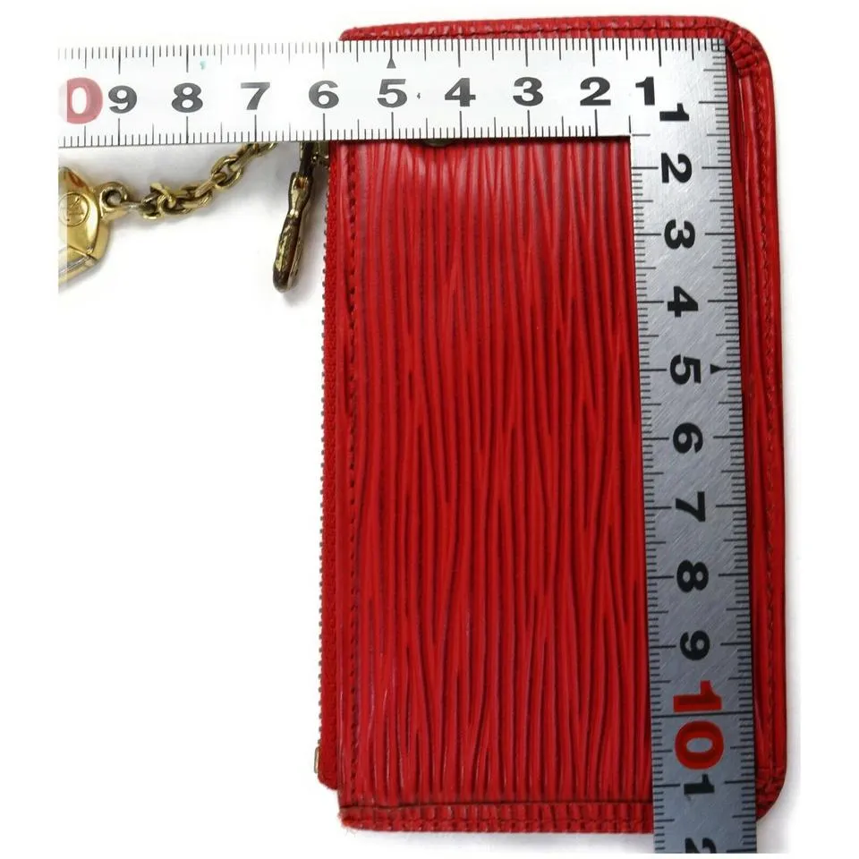 Louis Vuitton Red Epi Leather Key Pouch Pochette Cles Keychain 862642