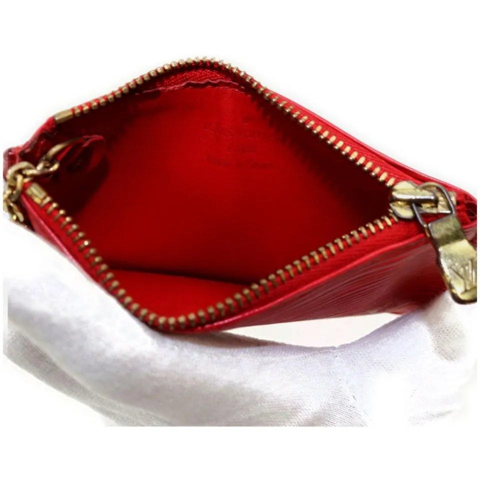 Louis Vuitton Red Epi Leather Key Pouch Pochette Cles Keychain 862642