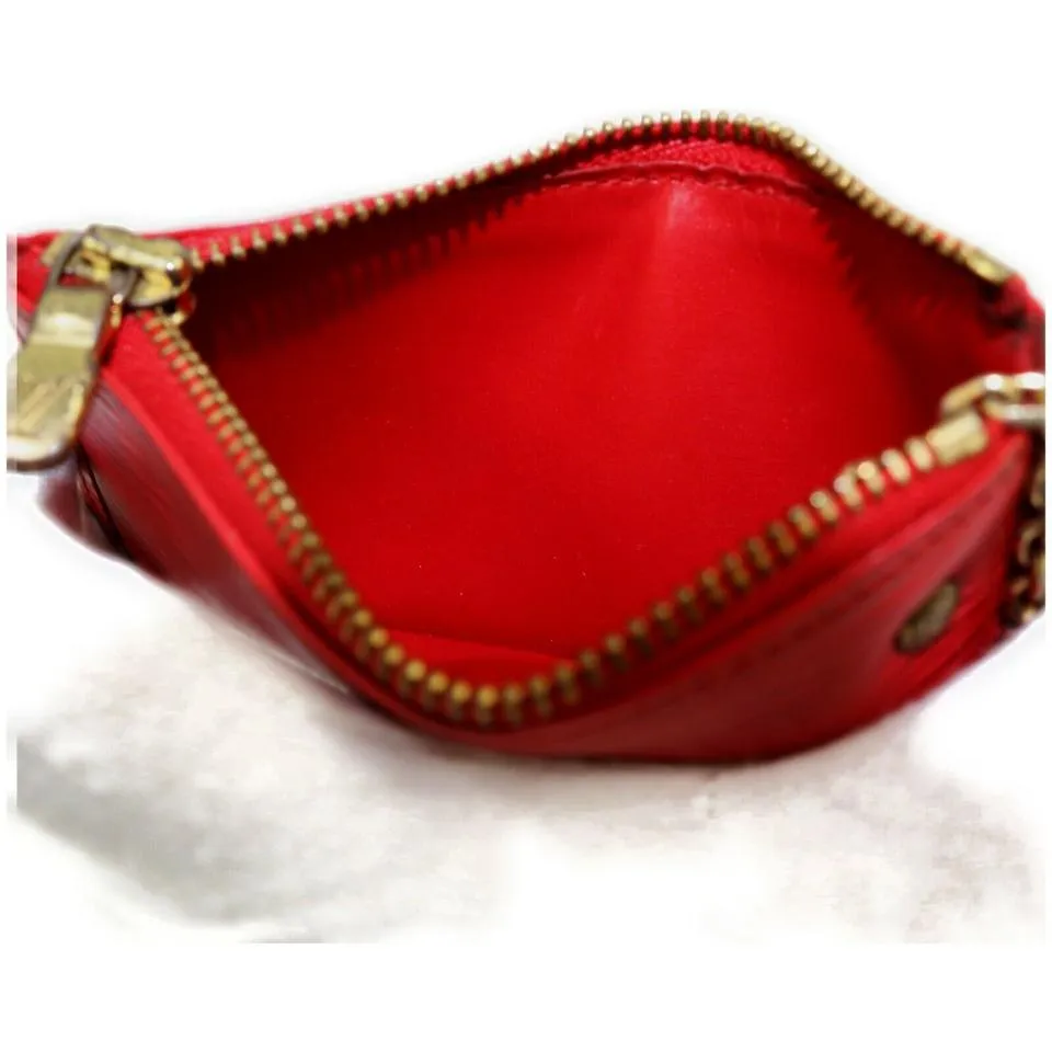 Louis Vuitton Red Epi Leather Key Pouch Pochette Cles Keychain 862642