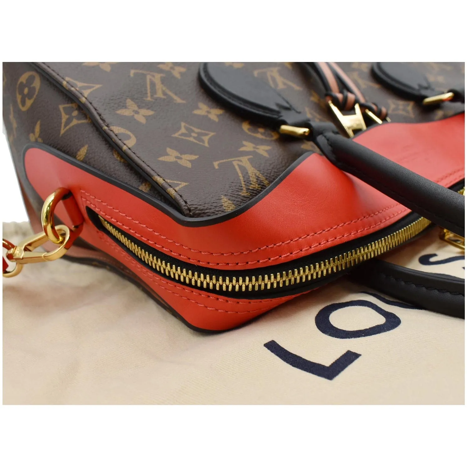 LOUIS VUITTON Tuileries Monogram Canvas Tote Shoulder Bag Red