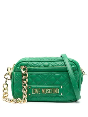 Love Moschino quilted logo-plaque crossbody bag