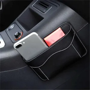 Luxury Leather Stick-On Car Organizer
