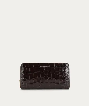 Maxi Wallet | Espresso Croc