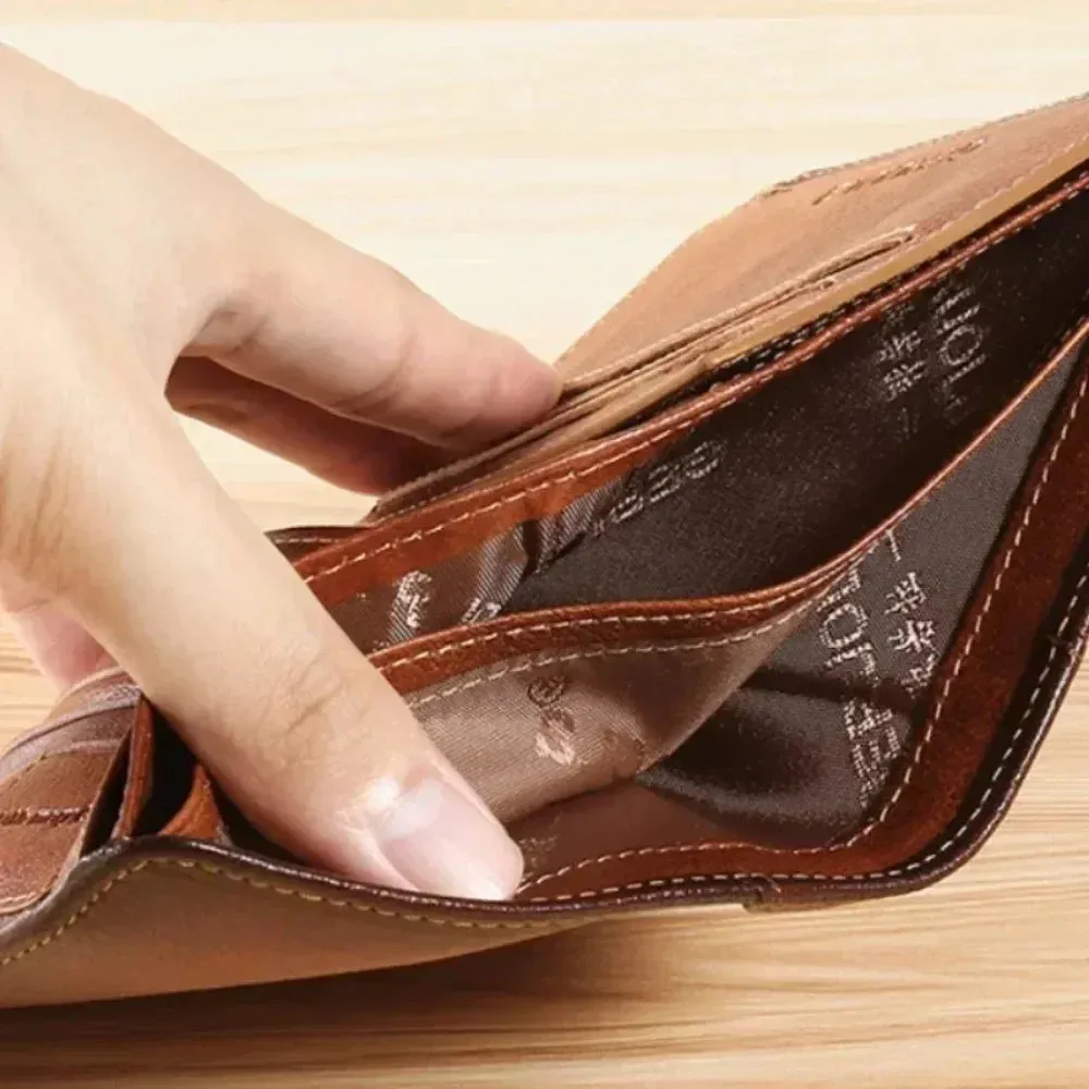 Men’s RFID Blocking Leather Trifold Wallet – Vintage & Slim Design