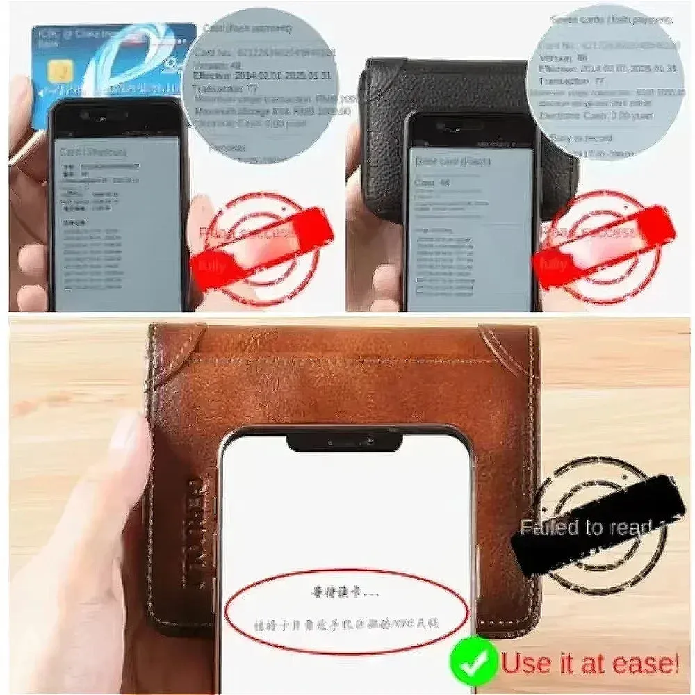 Men’s RFID Blocking Leather Trifold Wallet – Vintage & Slim Design