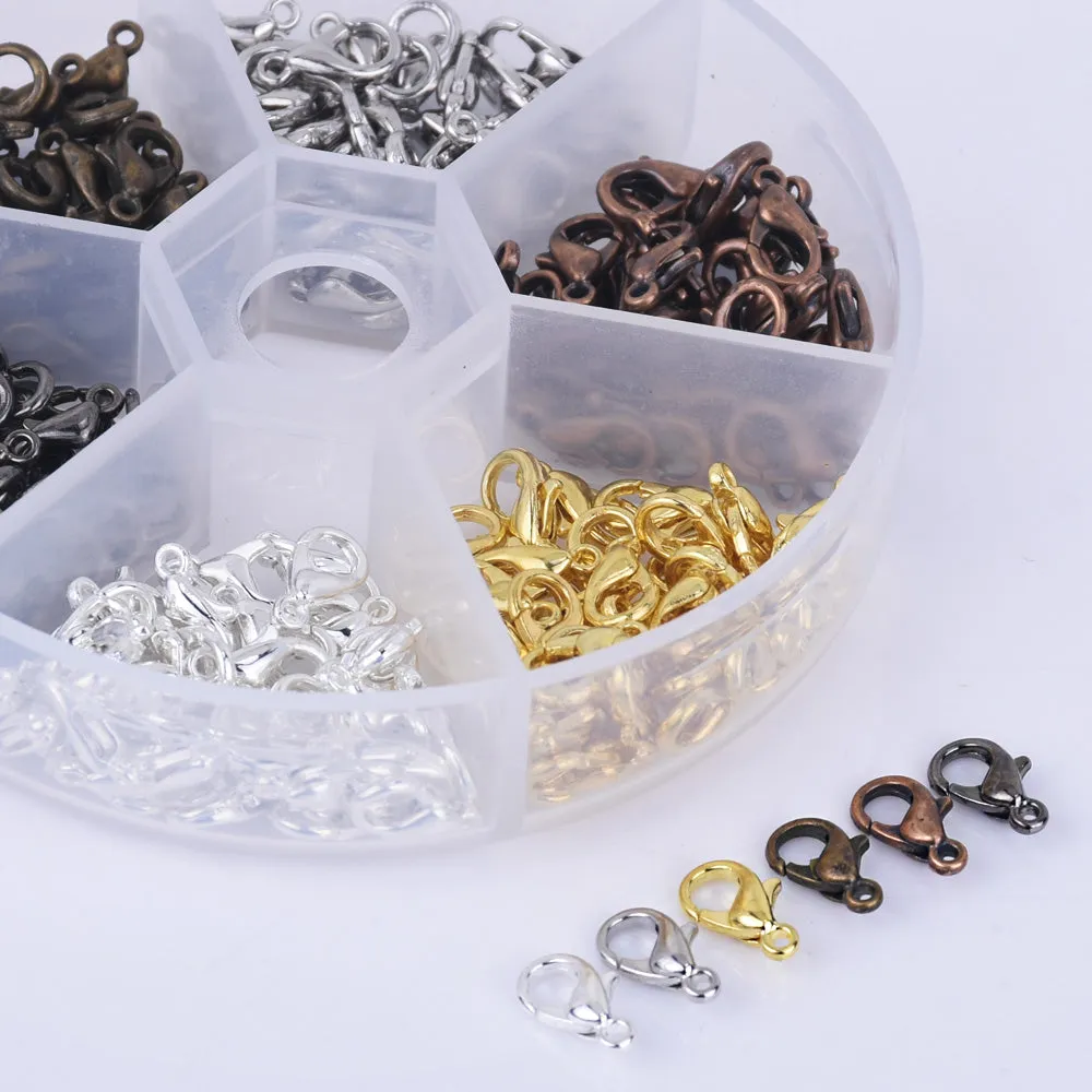 Metal Lobster Claw Clasps 6 Colors 10mm/12mm/14mm Parrot Clasps Jewelry Making Set Mixed Lot 1 box