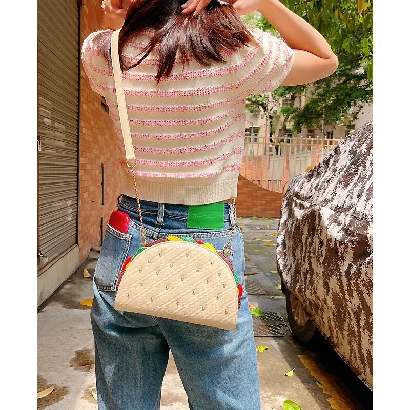 Mexico Taco Clutch with Chain: Women's Shoulder Bag