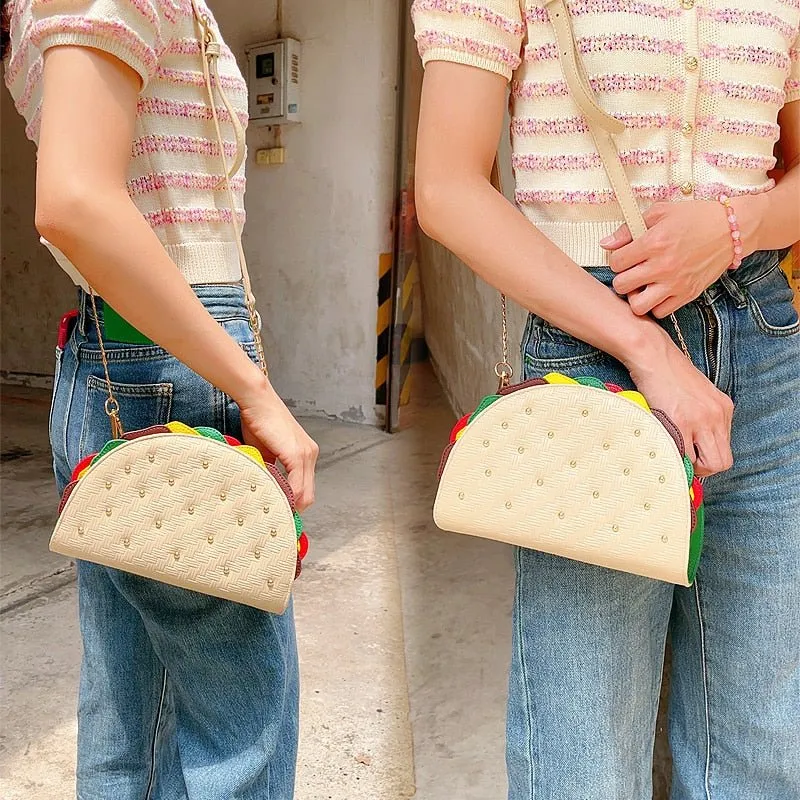 Mexico Taco Clutch with Chain: Women's Shoulder Bag