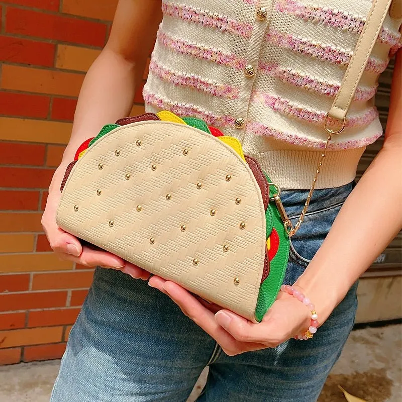 Mexico Taco Clutch with Chain: Women's Shoulder Bag