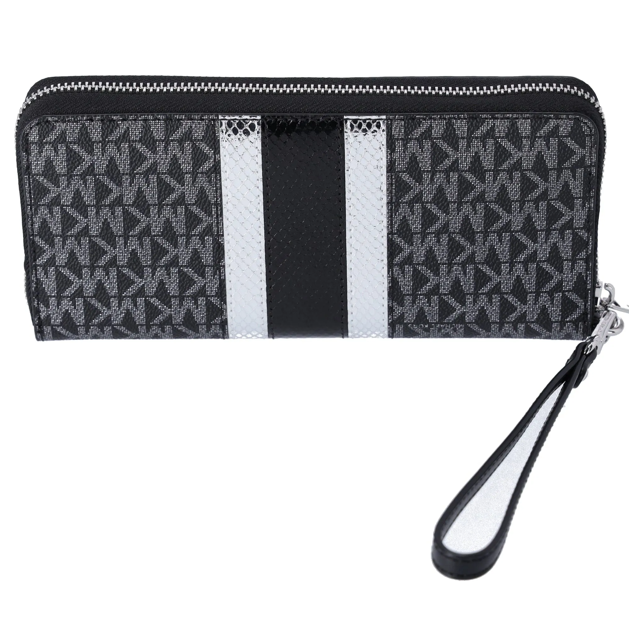 Michael Kors Jet Set Large Continental Wallet MK Center Stripe Black Multi