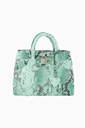 Mini Nina Leather Bag - Python Ice Green