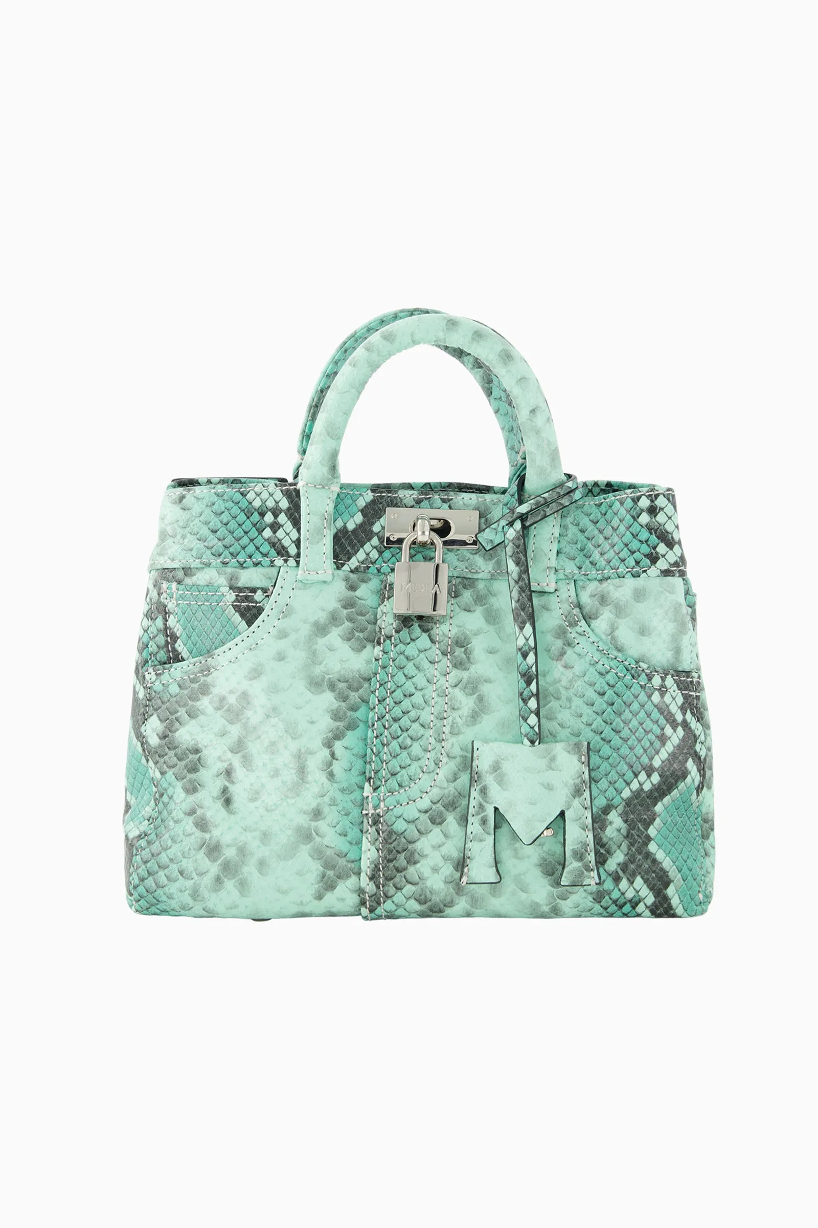 Mini Nina Leather Bag - Python Ice Green