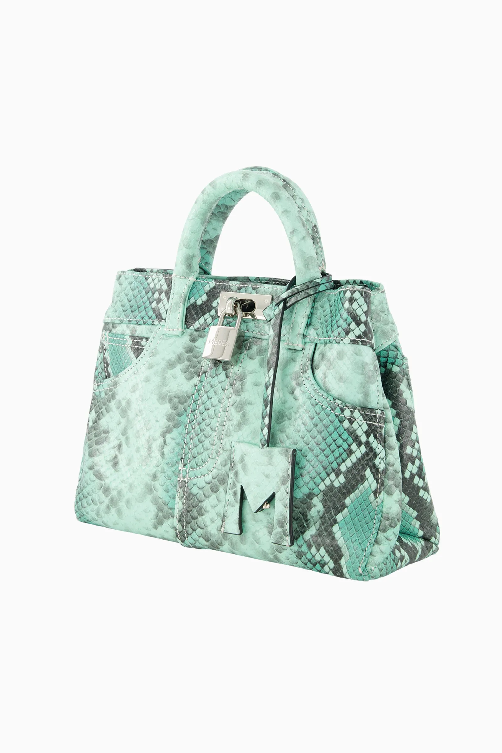 Mini Nina Leather Bag - Python Ice Green