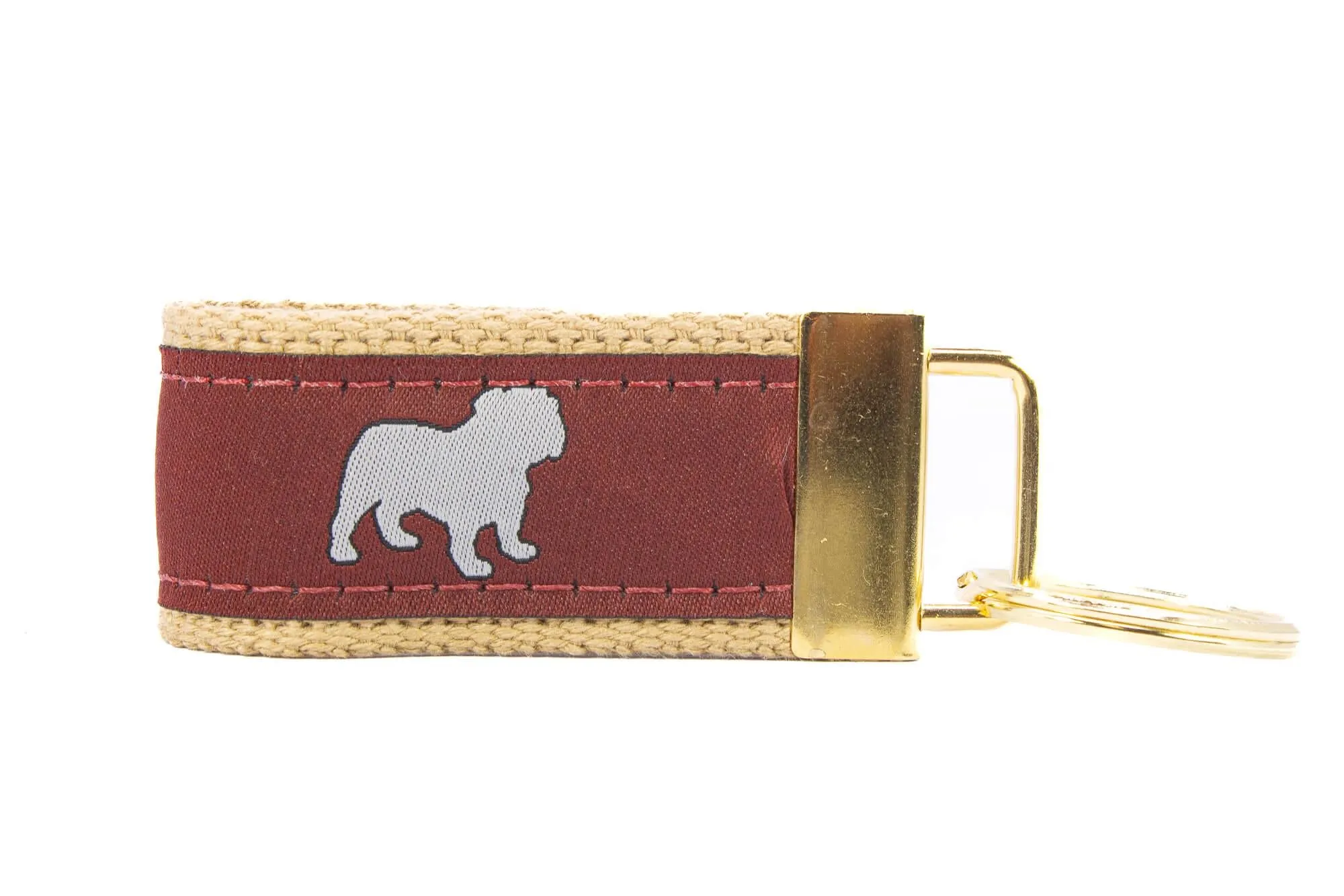 Mississippi State Bulldogs Collegiate Woven Ribbon Key Chain. MSU Key Fob. Mississippi State Gift. MSU Key Ring. Brass Clasp and O-Ring.