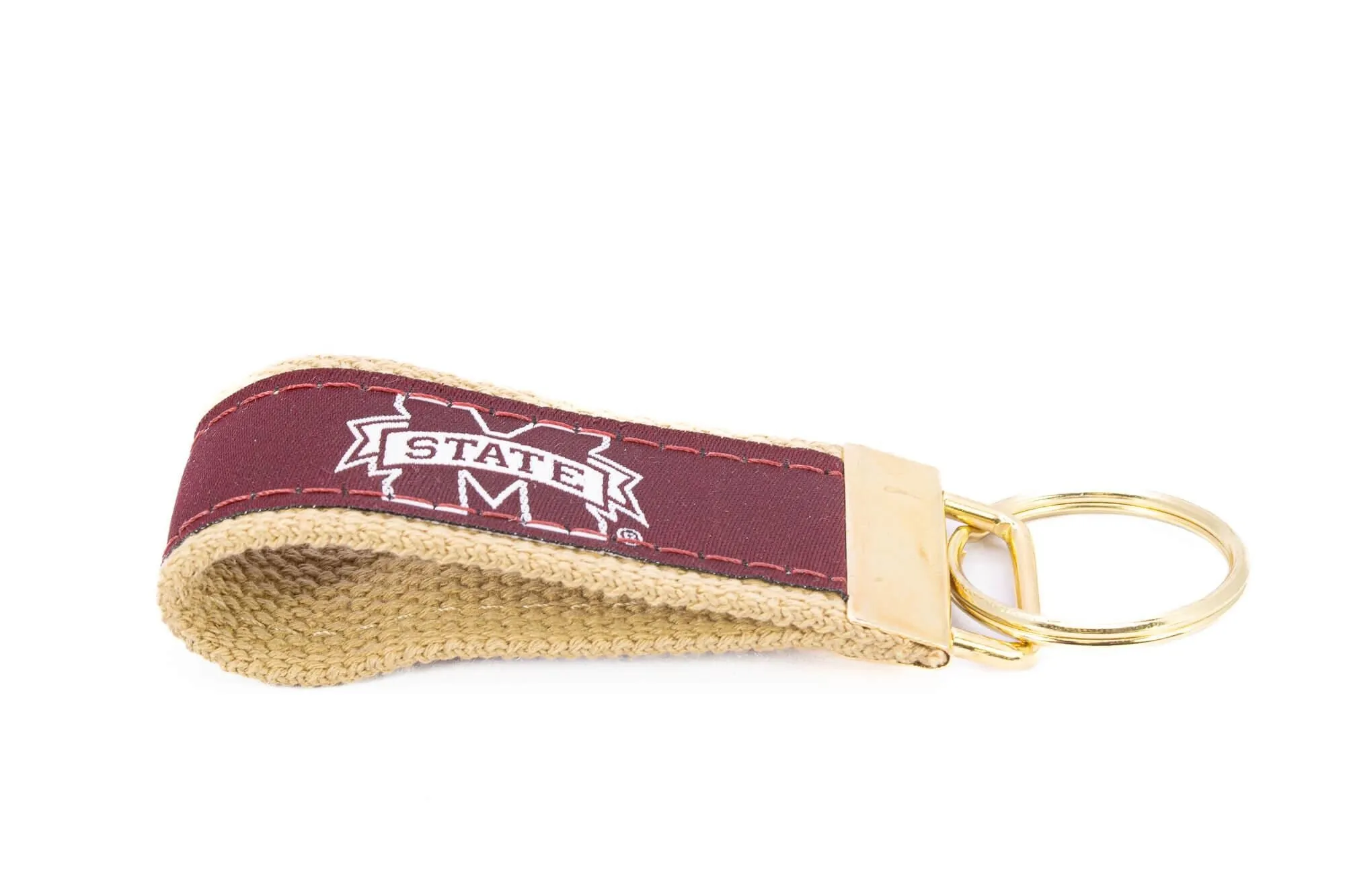 Mississippi State Bulldogs Collegiate Woven Ribbon Key Chain. MSU Key Fob. Mississippi State Gift. MSU Key Ring. Brass Clasp and O-Ring.