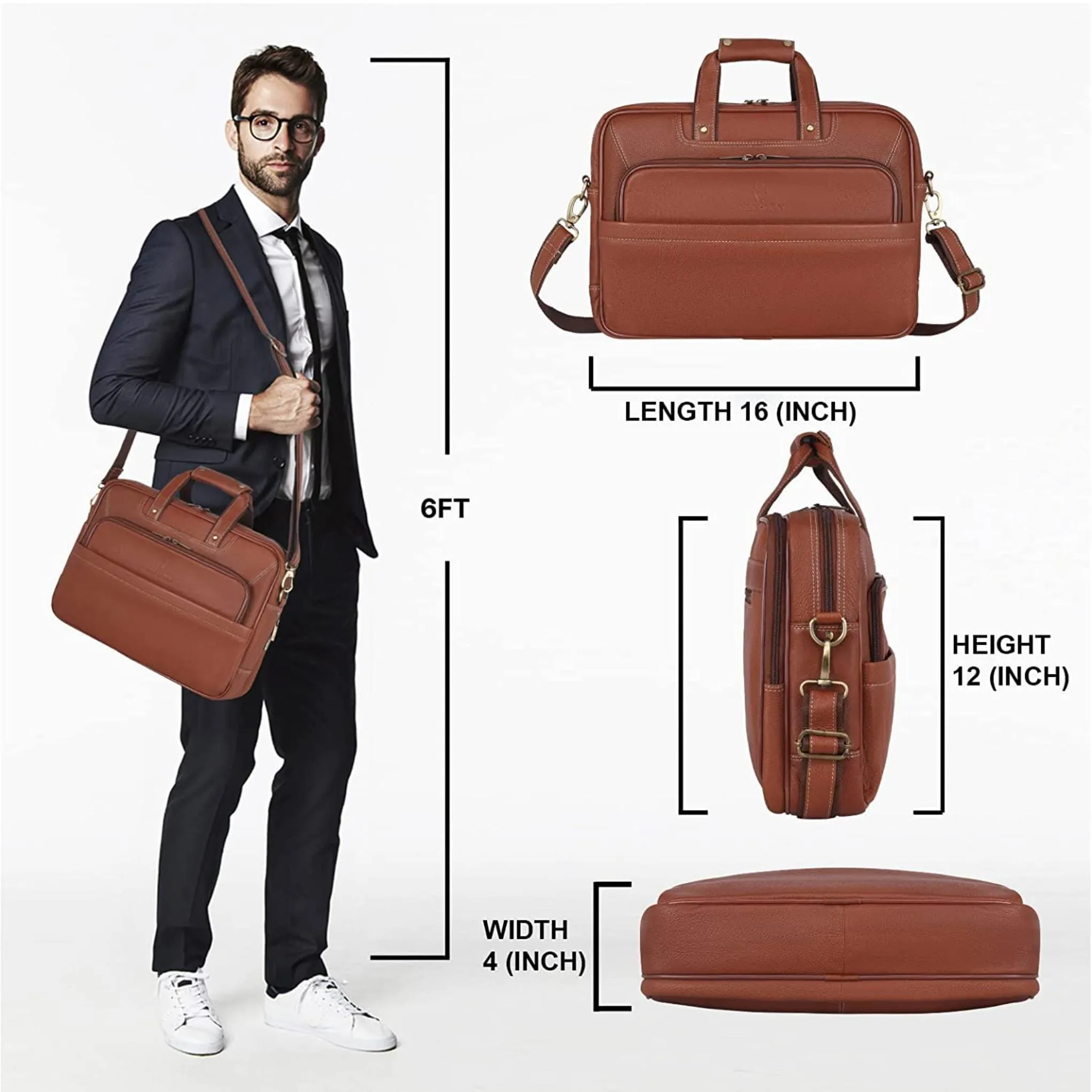 MISSOURI Leather Laptop Messenger Bag for Men