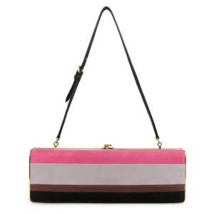 Miu Miu Striped Suede Box  Clutch