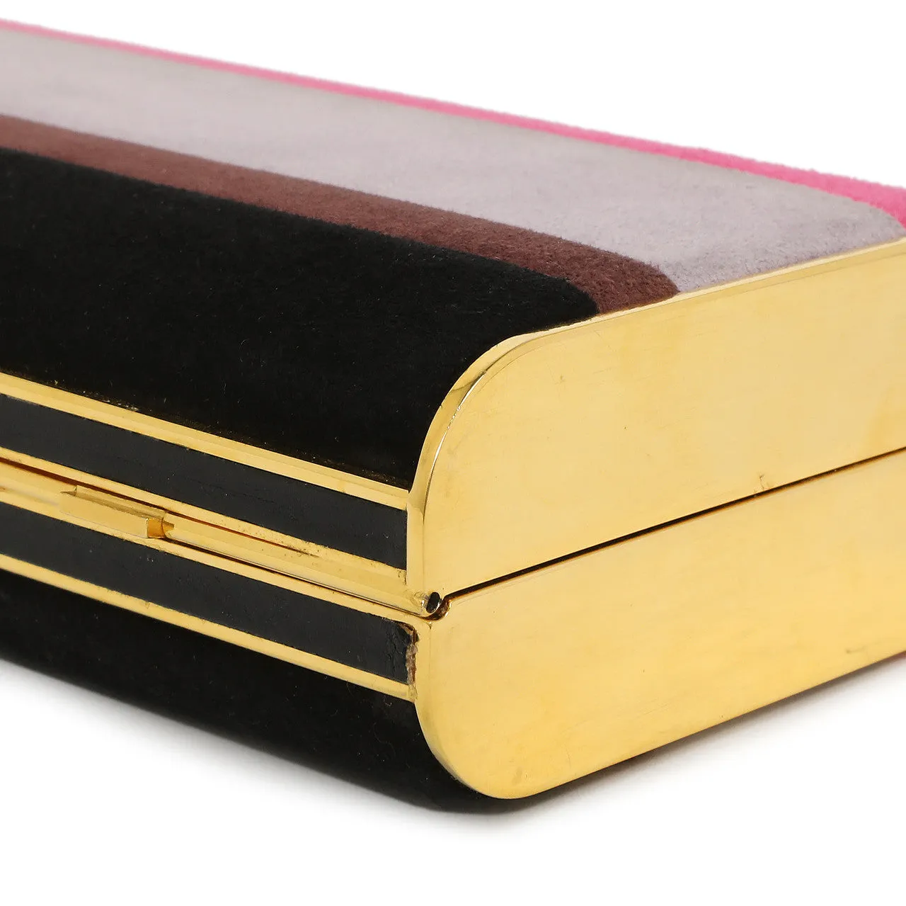 Miu Miu Striped Suede Box  Clutch