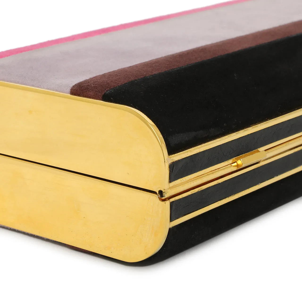 Miu Miu Striped Suede Box  Clutch