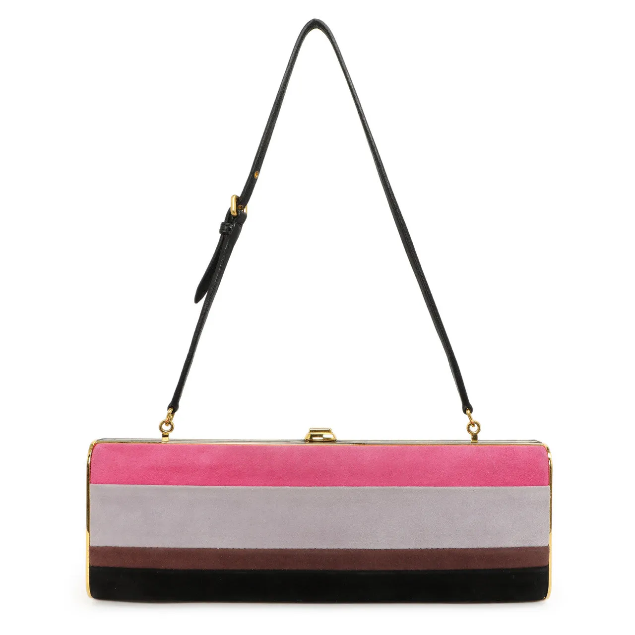 Miu Miu Striped Suede Box  Clutch