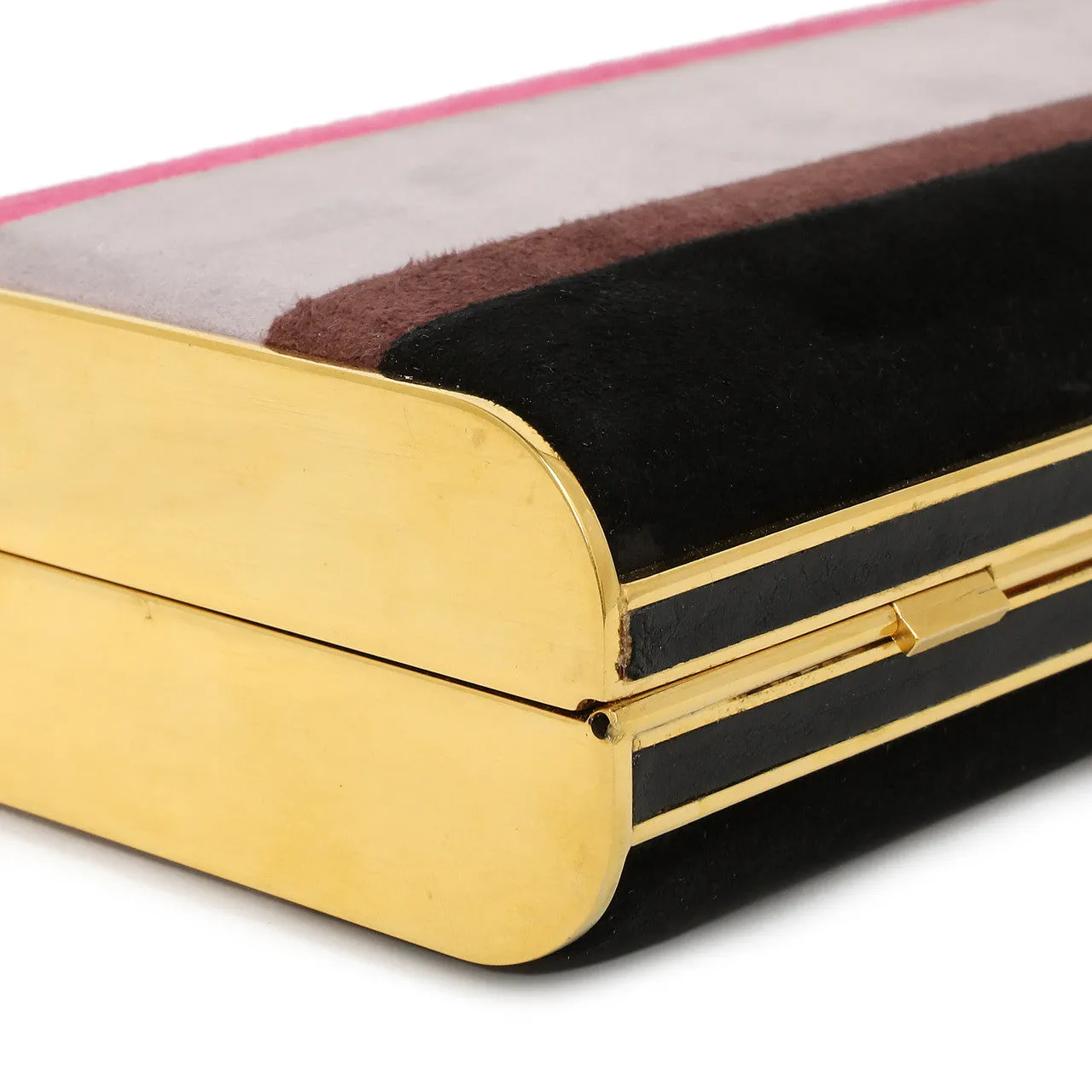Miu Miu Striped Suede Box  Clutch