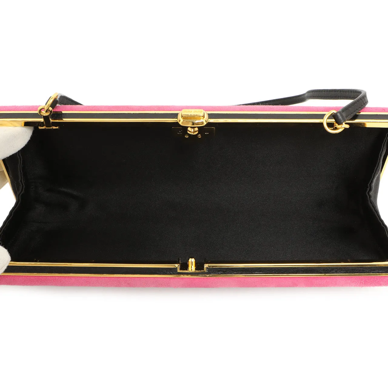 Miu Miu Striped Suede Box  Clutch