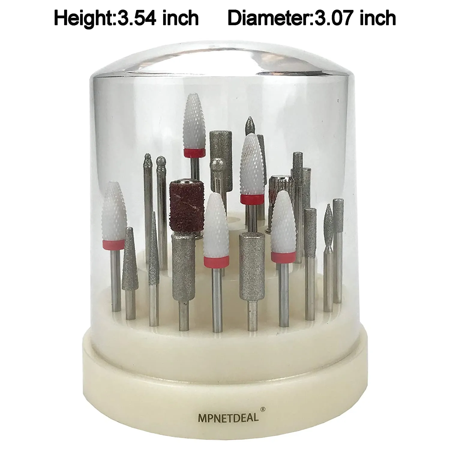 MPNETDEAL Nail Drill Bits Holder with Dust Proof Cover 48 Big Holes Storage Stand Displayer Container Organizer Box Case, Acrylic Nails Necessary Tools for Home Use or Nail Salon (Natural)