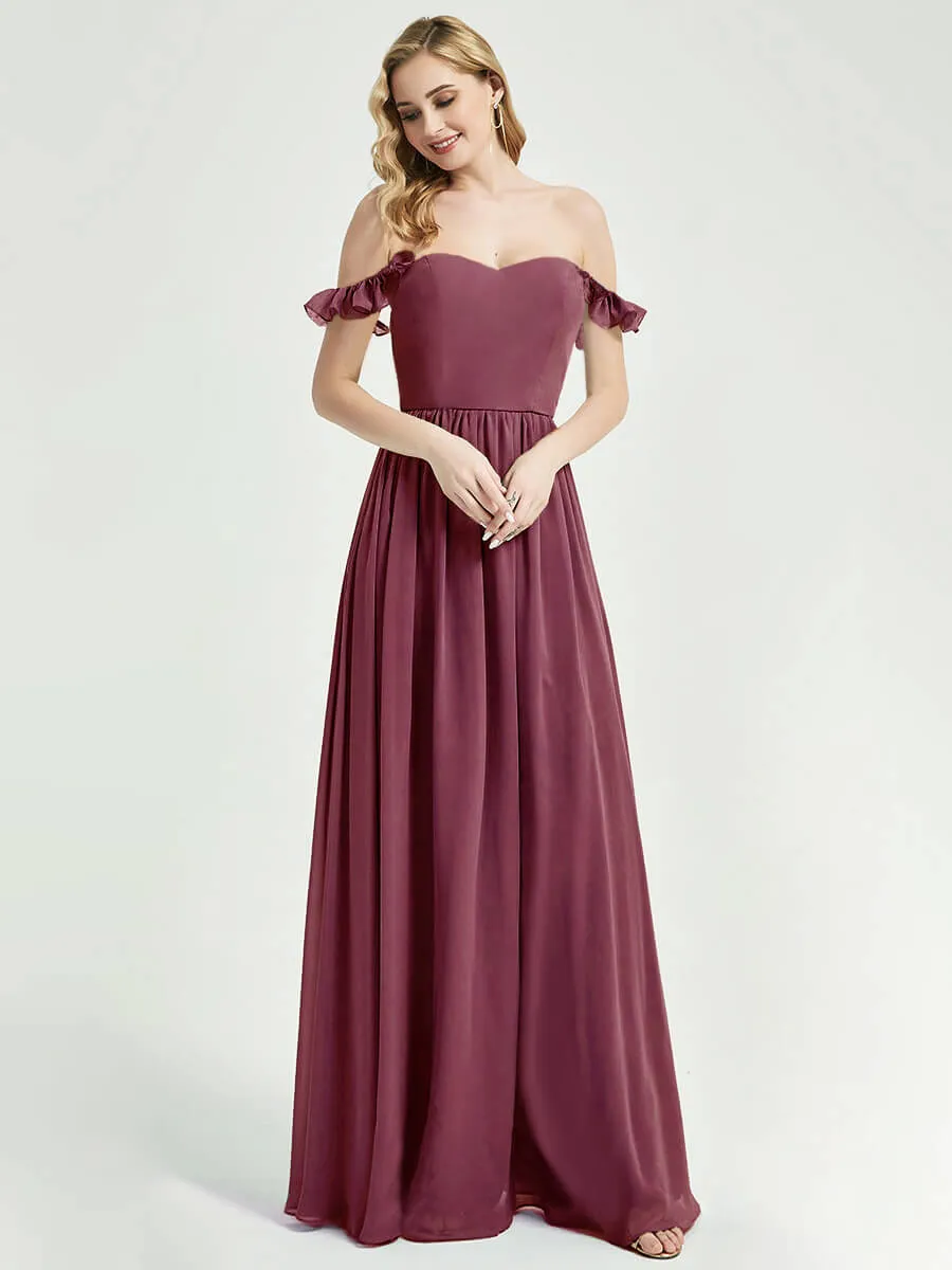 Mulberry 3 In 1 Detachable Straps Convertible Chiffon Bridesmaid Dress