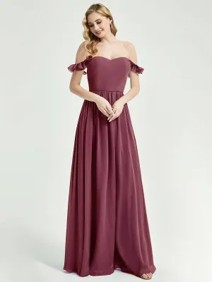 Mulberry 3 In 1 Detachable Straps Convertible Chiffon Bridesmaid Dress