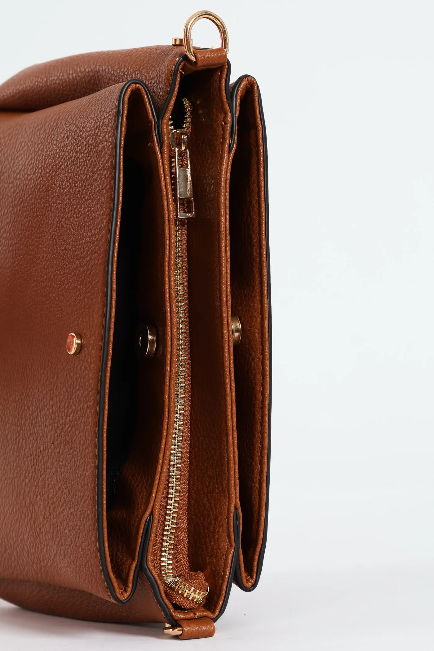 Multi Compartment Crossbody Bag - Tan