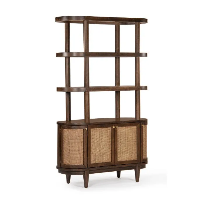 Natural Curve Bookcase with Hidden Storage