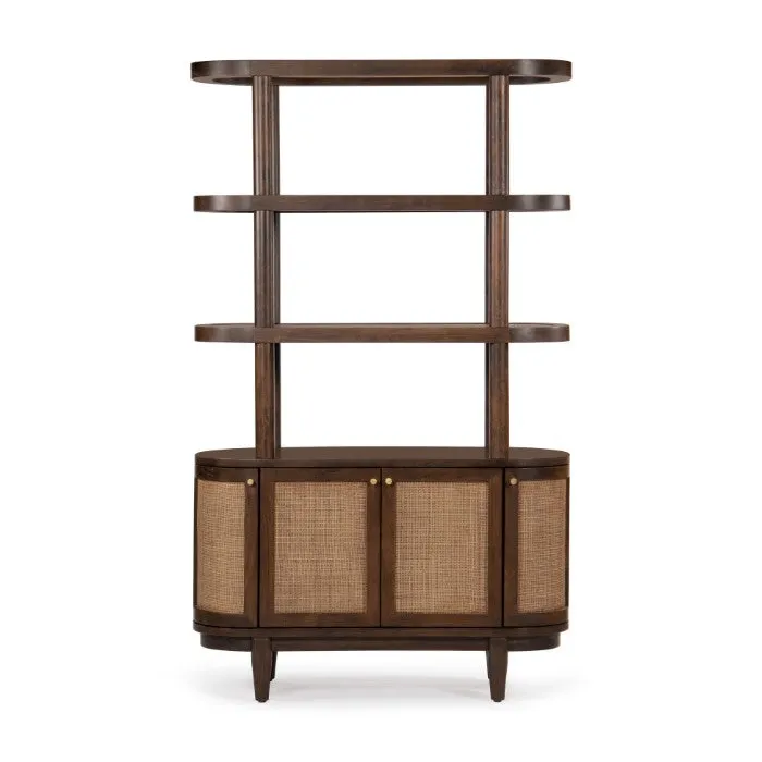 Natural Curve Bookcase with Hidden Storage