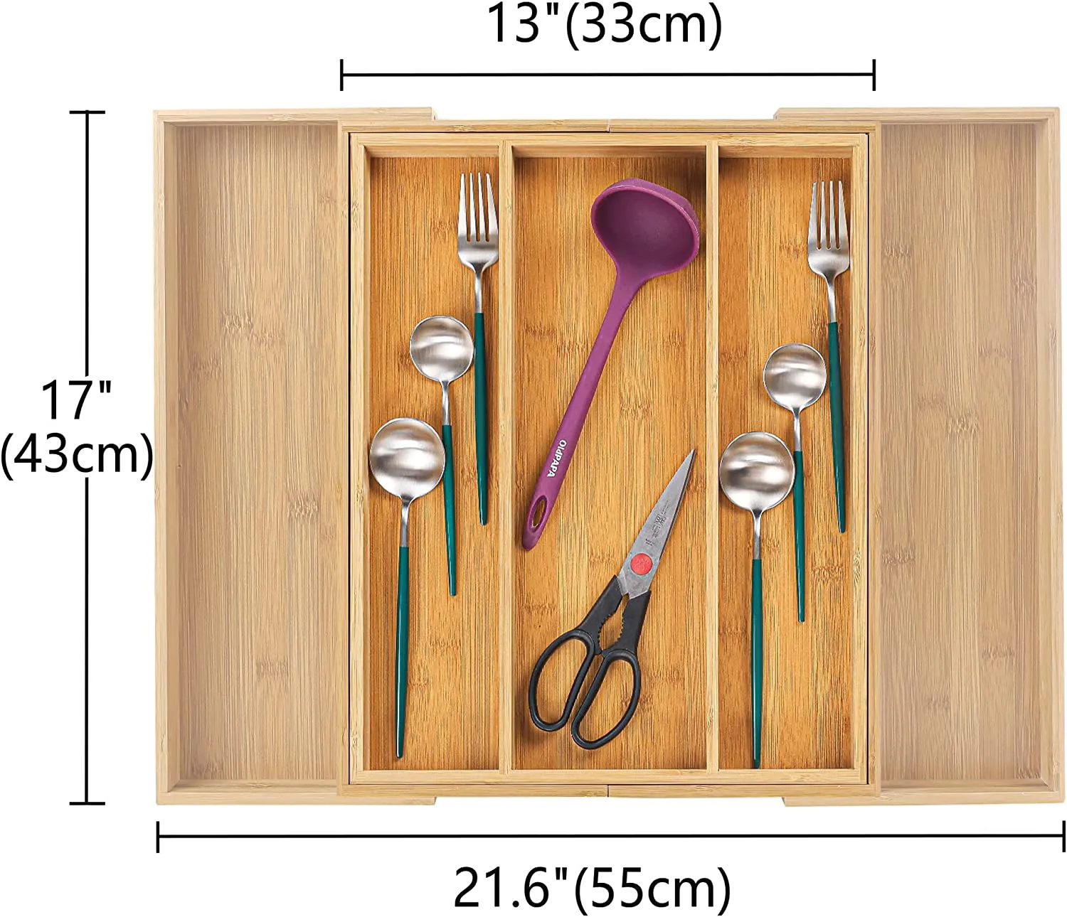 New Utoplike Bamboo Expandable Kitchen Drawer Organizer, Adjustable Utensil Holder and Cutlery Tray, Drawer Divider