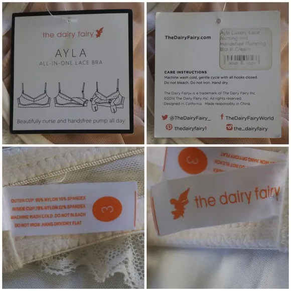 NWT The Dairy Fairy Ayla Luxury Lace Nursing   Handsfree Pumping Bra