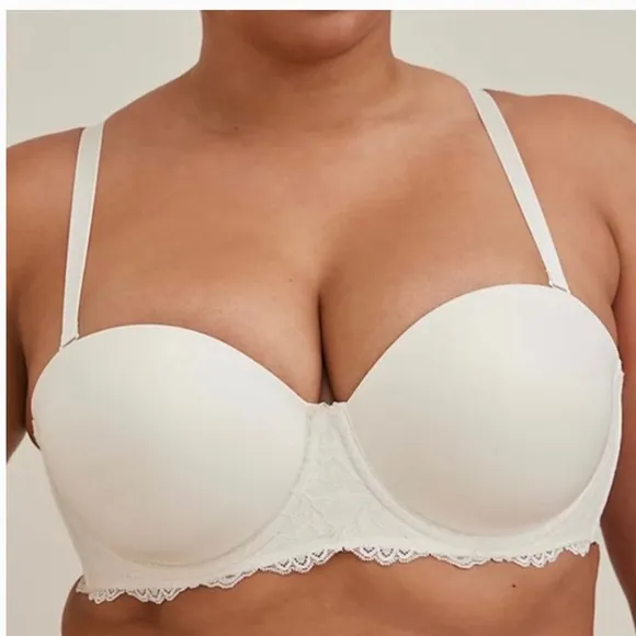 NWT Torrid Strapless Microfiber Lace Bra Underwire 50B Bridal Lingerie Plus 50B