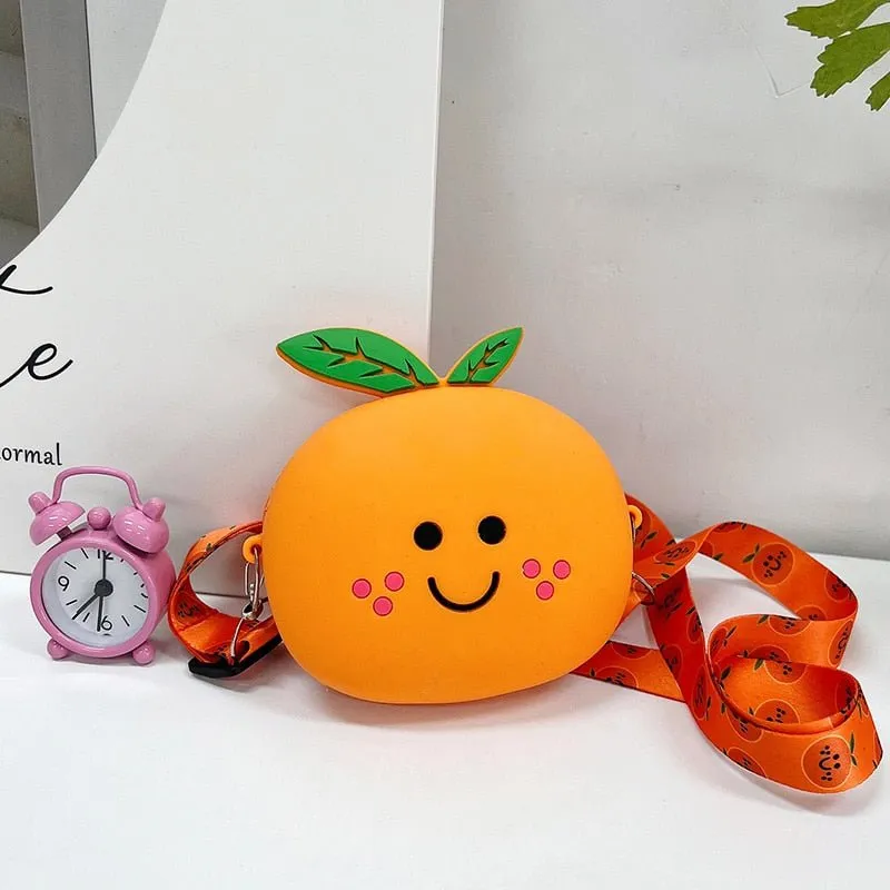 Orange Fruit Mini Coin Purse: Kids Shoulder Bag