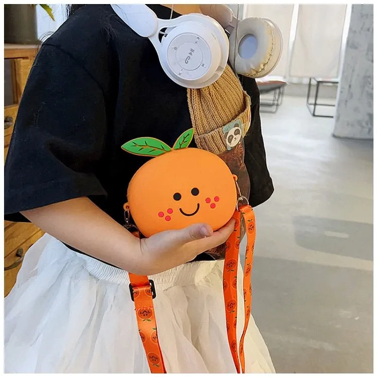 Orange Fruit Mini Coin Purse: Kids Shoulder Bag