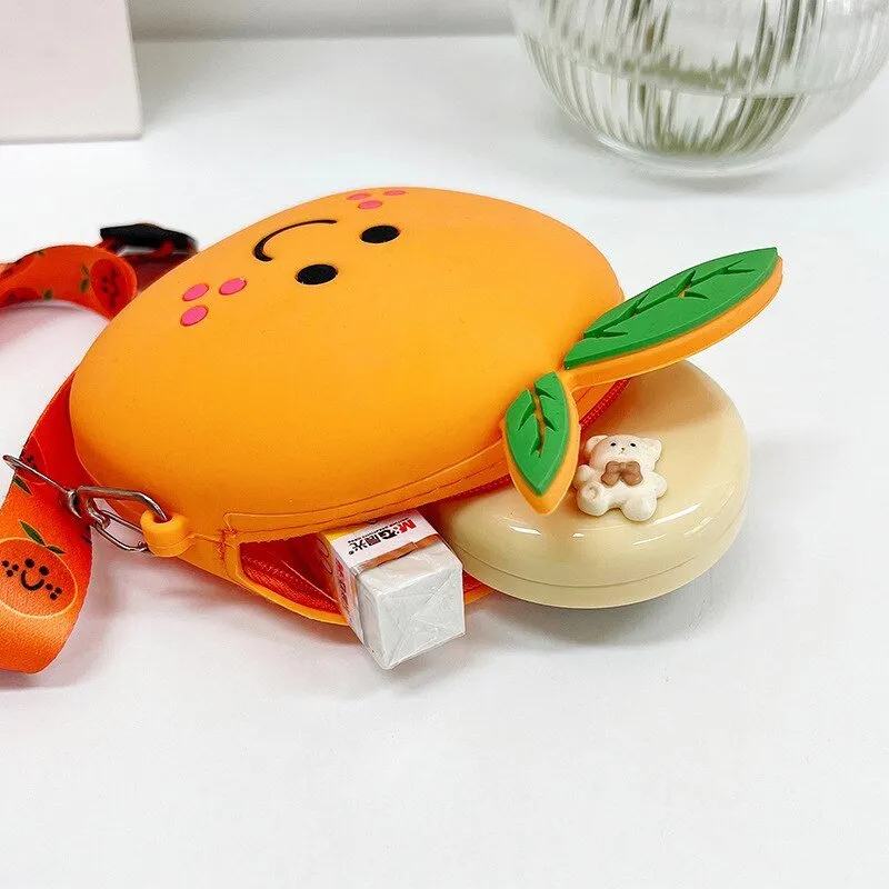 Orange Fruit Mini Coin Purse: Kids Shoulder Bag