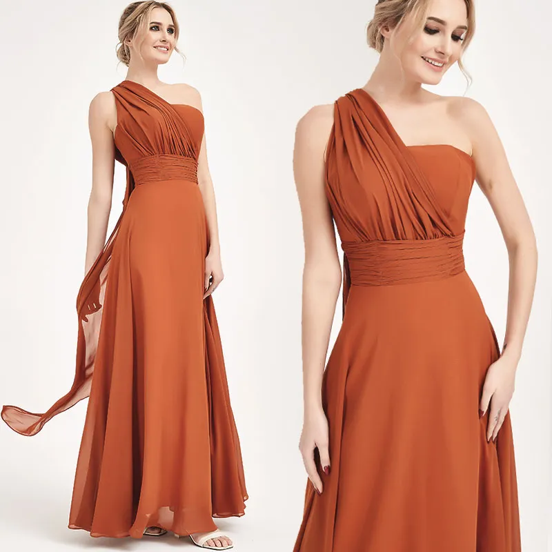 Pale Rose Convertible Chiffon Bridesmaid Dress Wrap Floor Length Gown