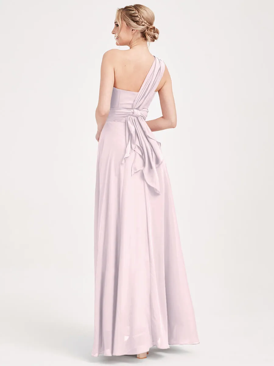 Pale Rose Convertible Chiffon Bridesmaid Dress Wrap Floor Length Gown